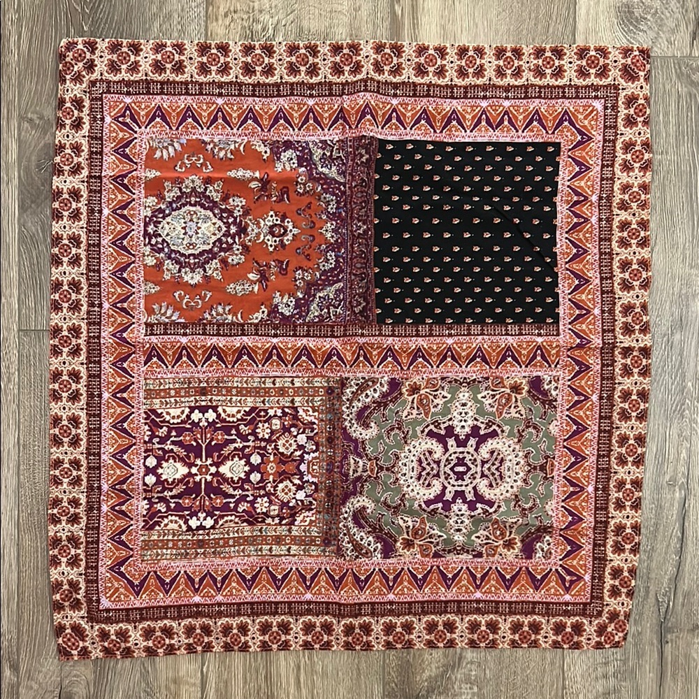 Cotton Feel Scarf in Multicolor Patterned Patchwork Design